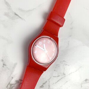 SWATCH Small Watch - Double Wrap Silicone Strap - Red
